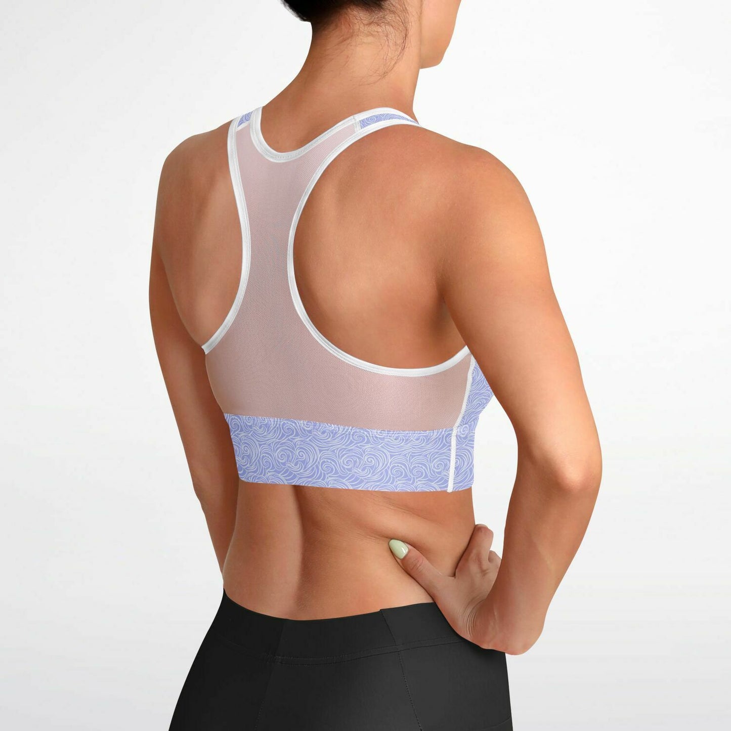 Lilac Patterned Mesh Padded Sports Bra