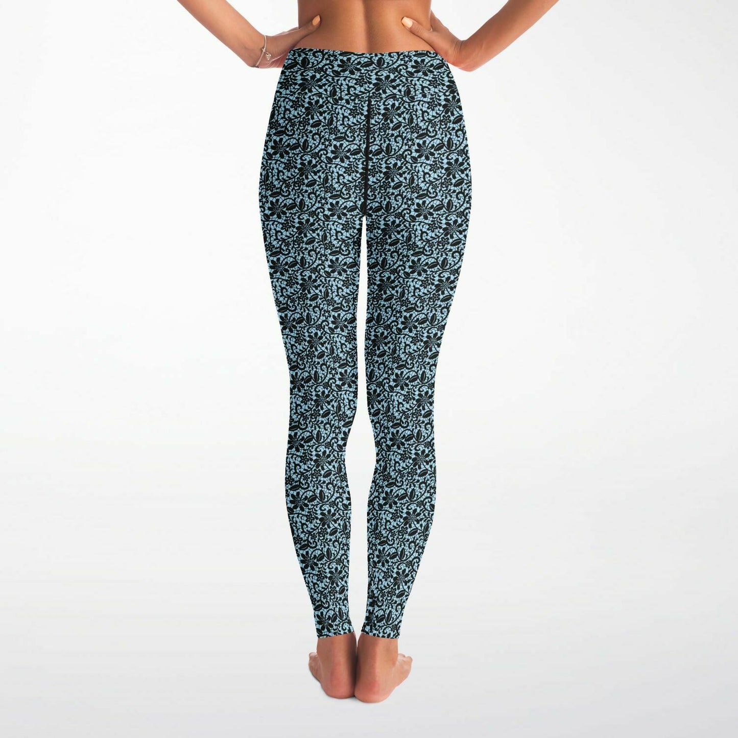 Blue and Black Lace Yoga Leggings