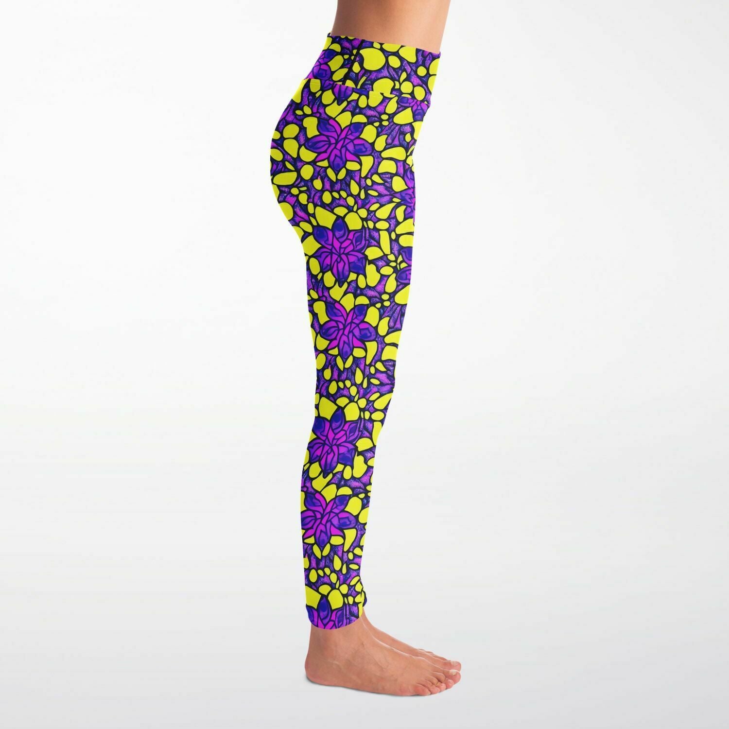 Vibrant Flower Print Yoga Leggings - Purdy Funk