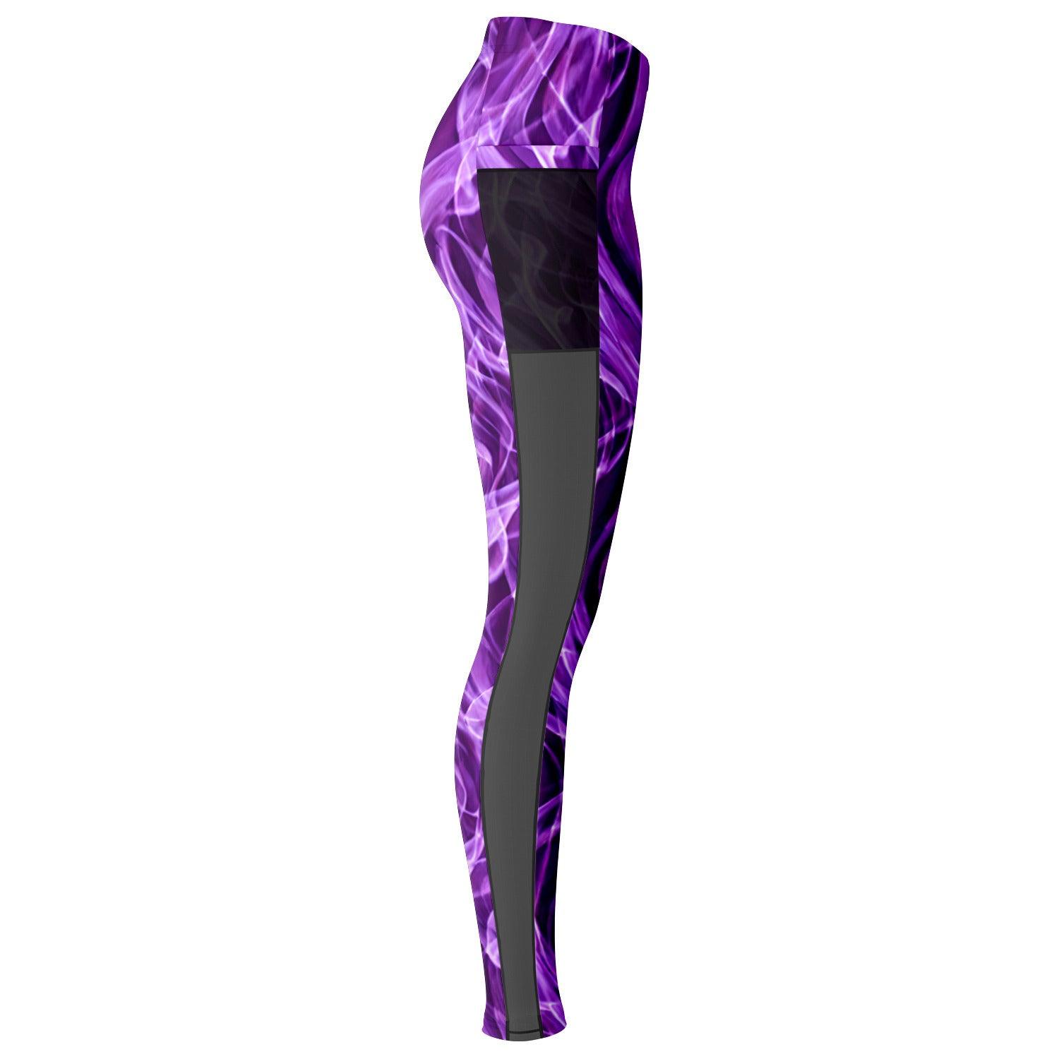 Purple Smoke Mesh Pocket Leggings - Purdy Funk