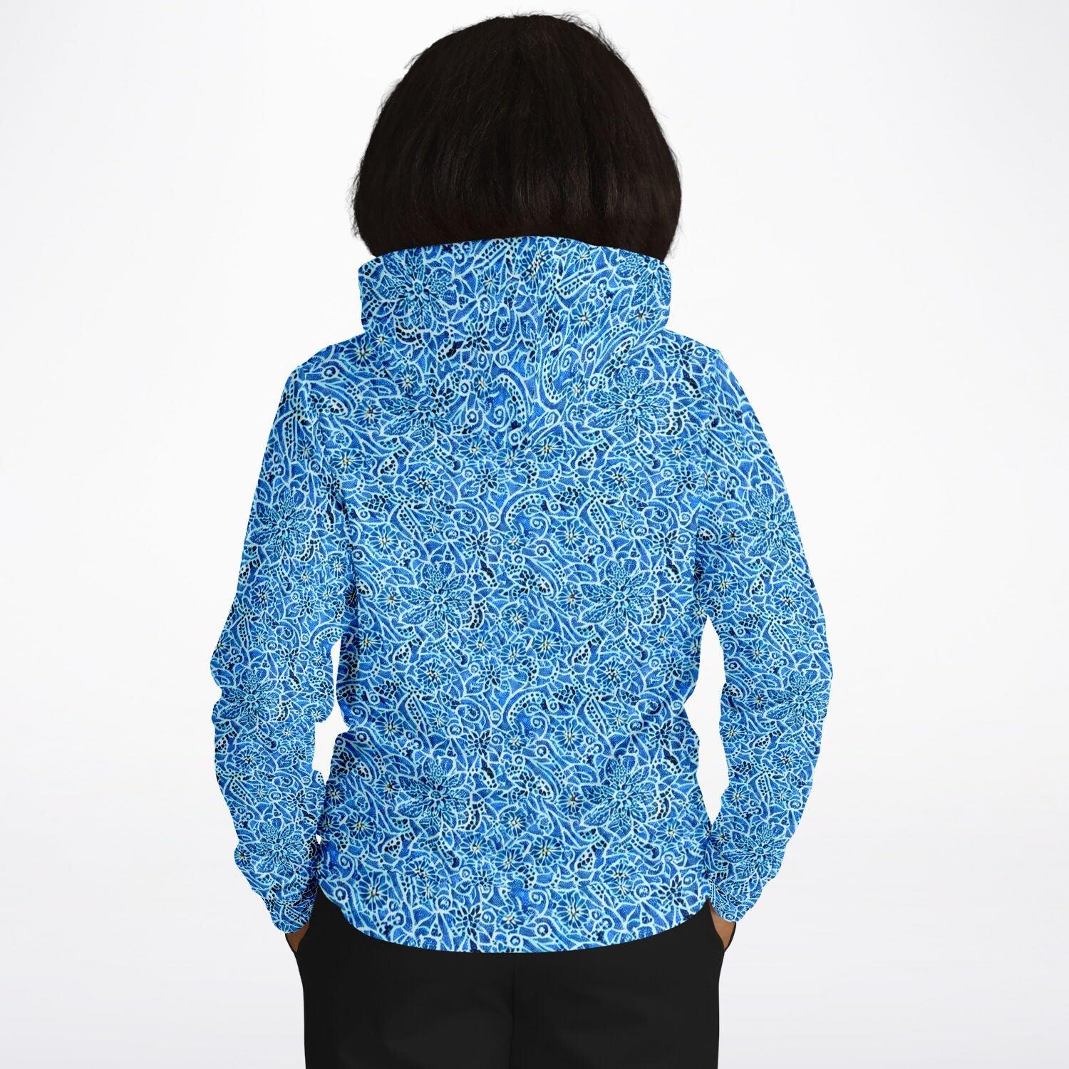 Pretty Blue Paisley Patterned Hoodie - Purdy Funk