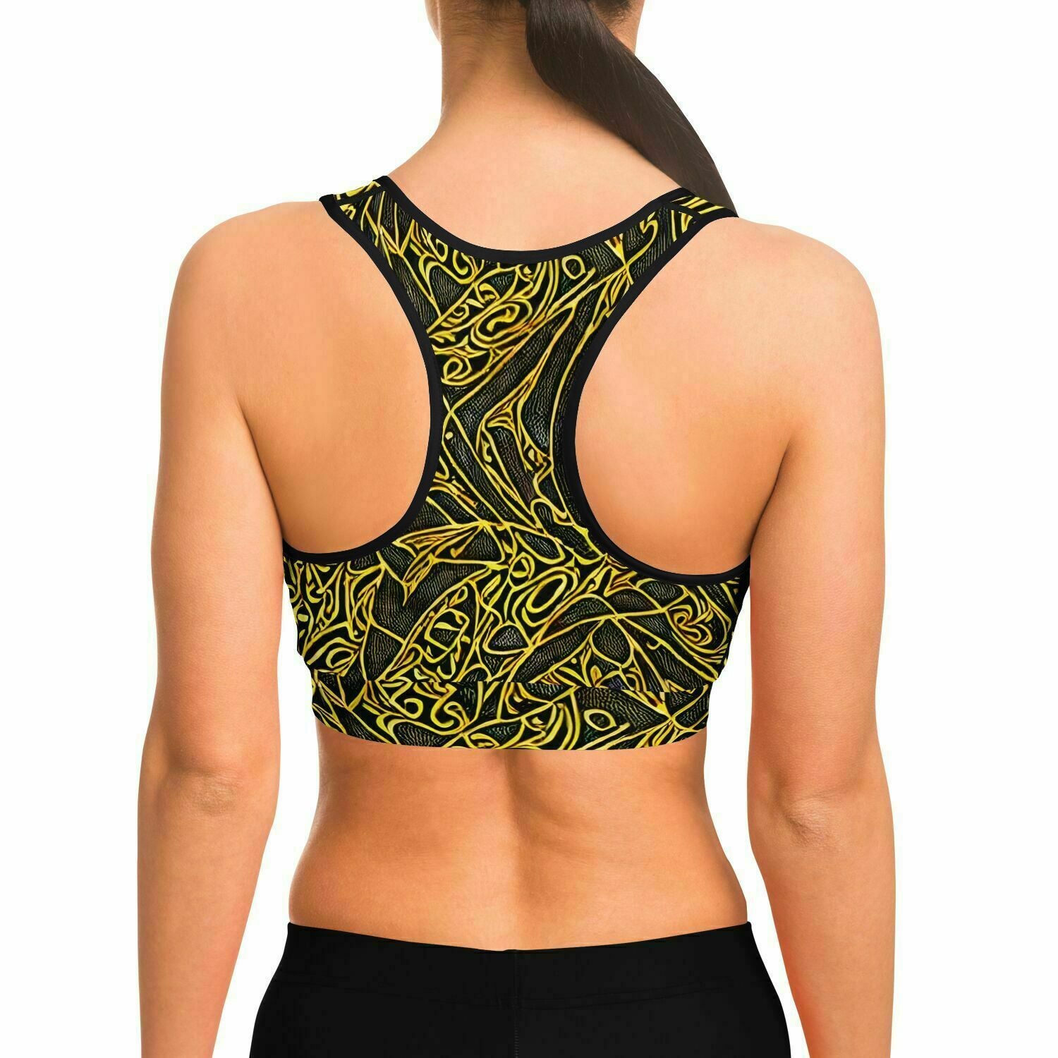 Black and Gold Sports Bra - Purdy Funk