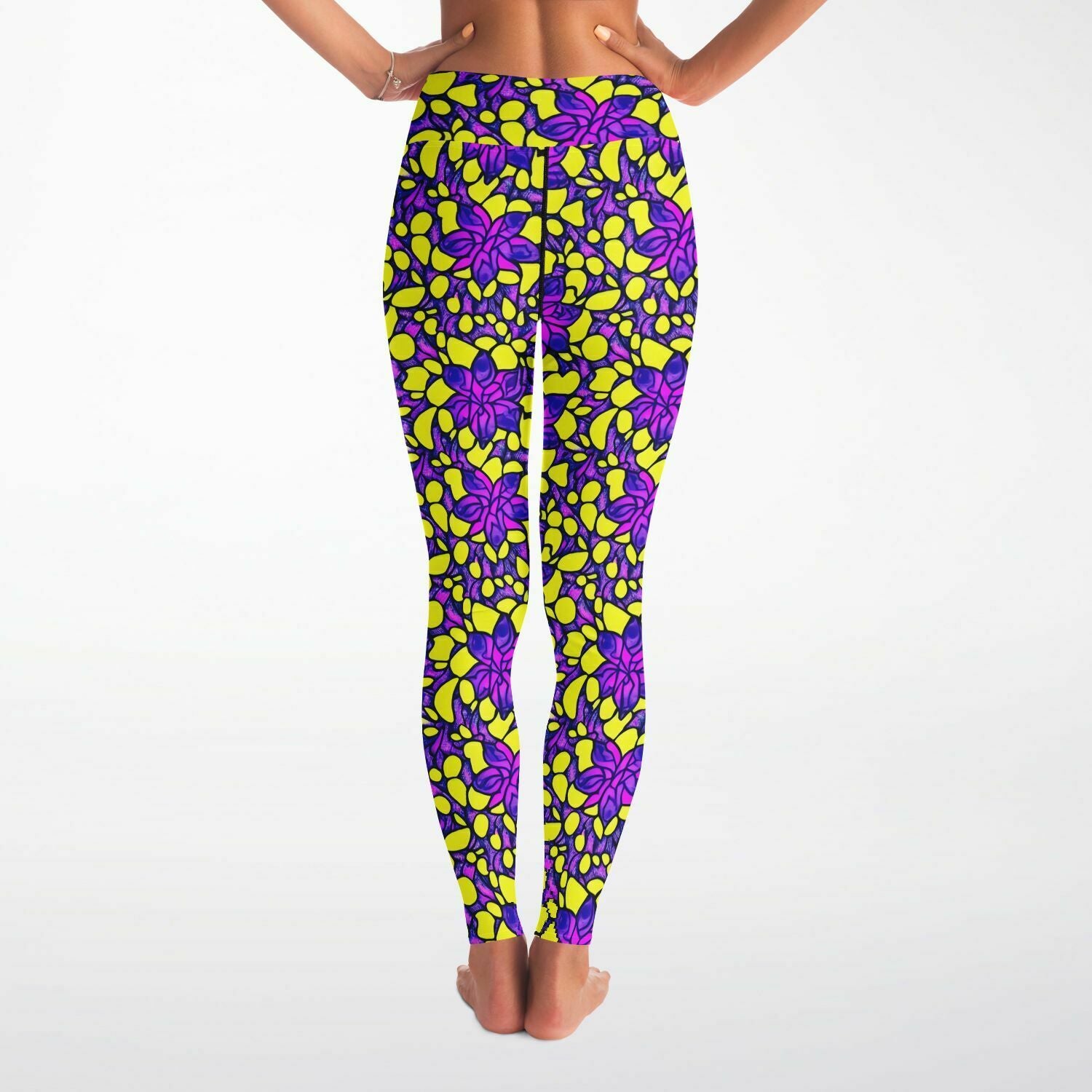 Vibrant Flower Print Yoga Leggings - Purdy Funk