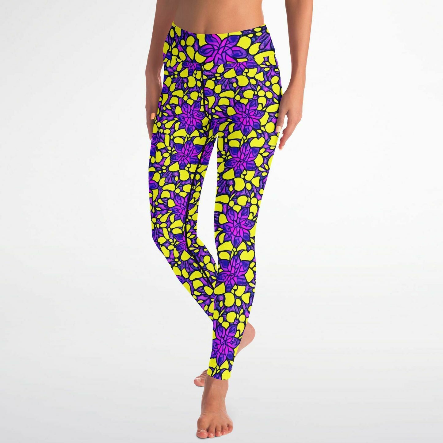 Vibrant Flower Print Yoga Leggings - Purdy Funk