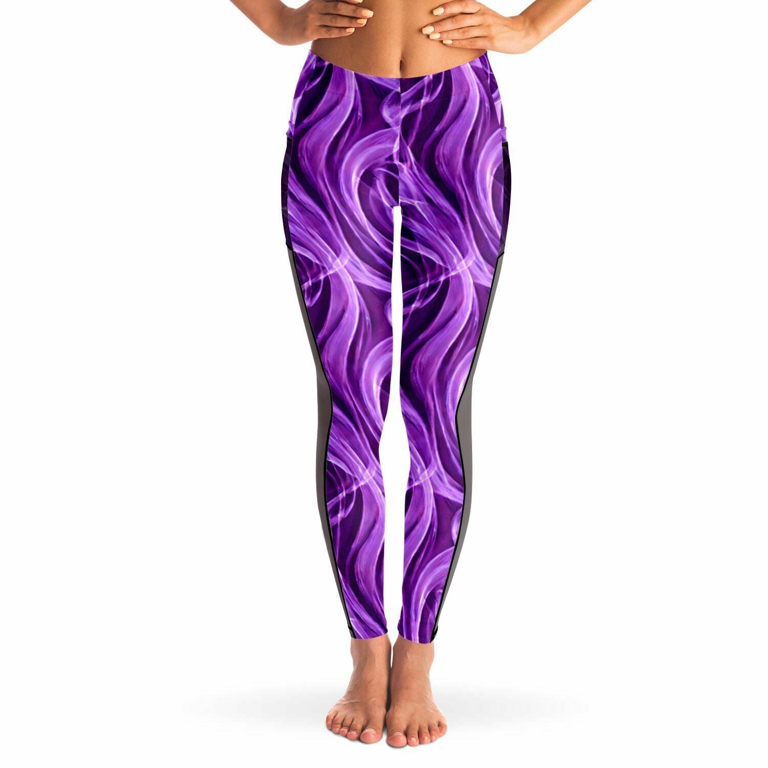 Purple Smoke Mesh Pocket Leggings - Purdy Funk