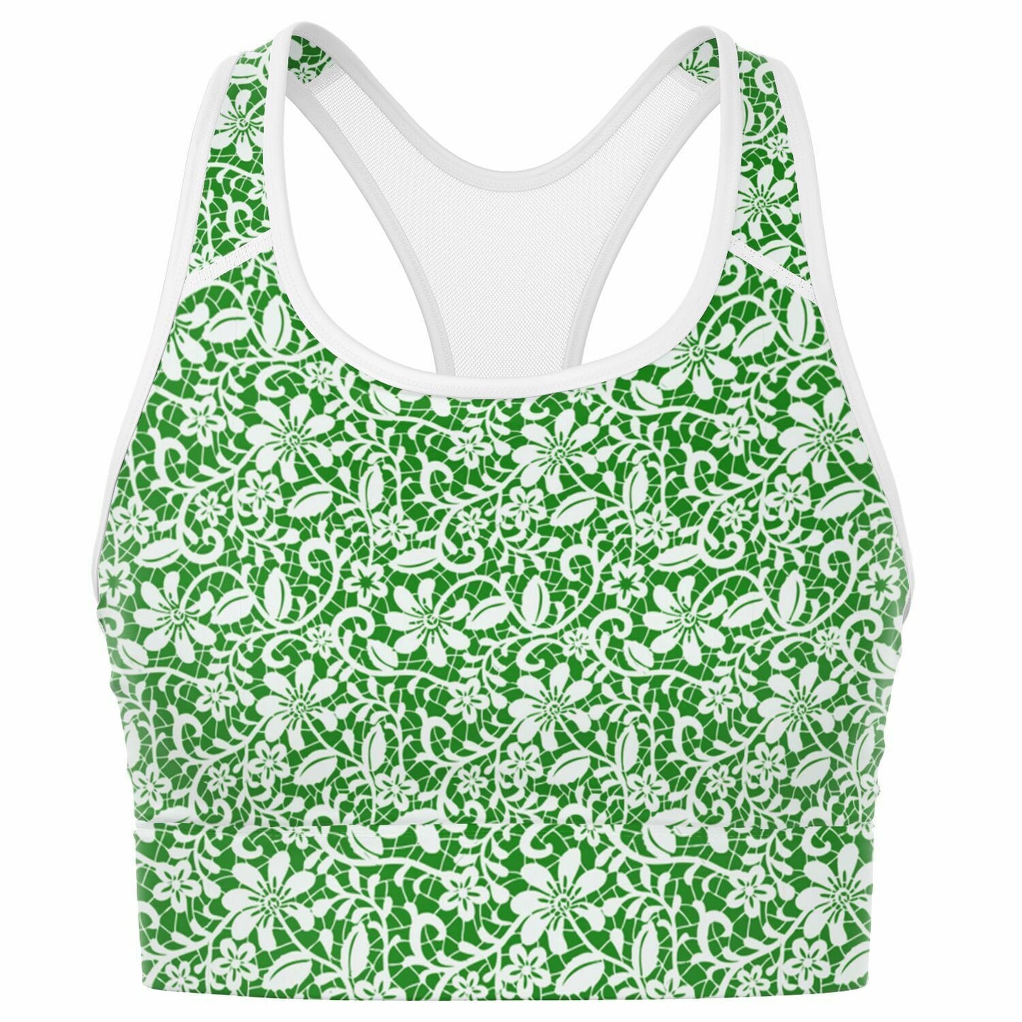 Green Mesh Padded Sports Bra