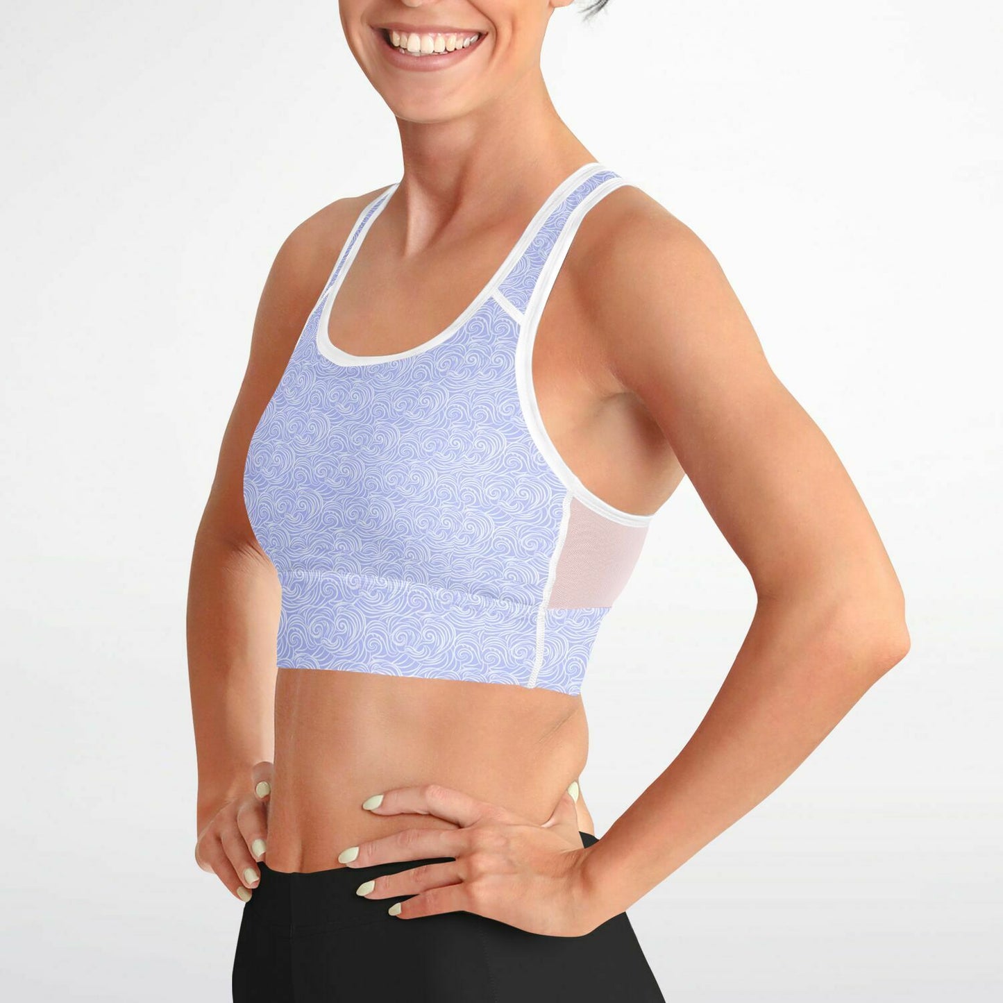 Lilac Patterned Mesh Padded Sports Bra