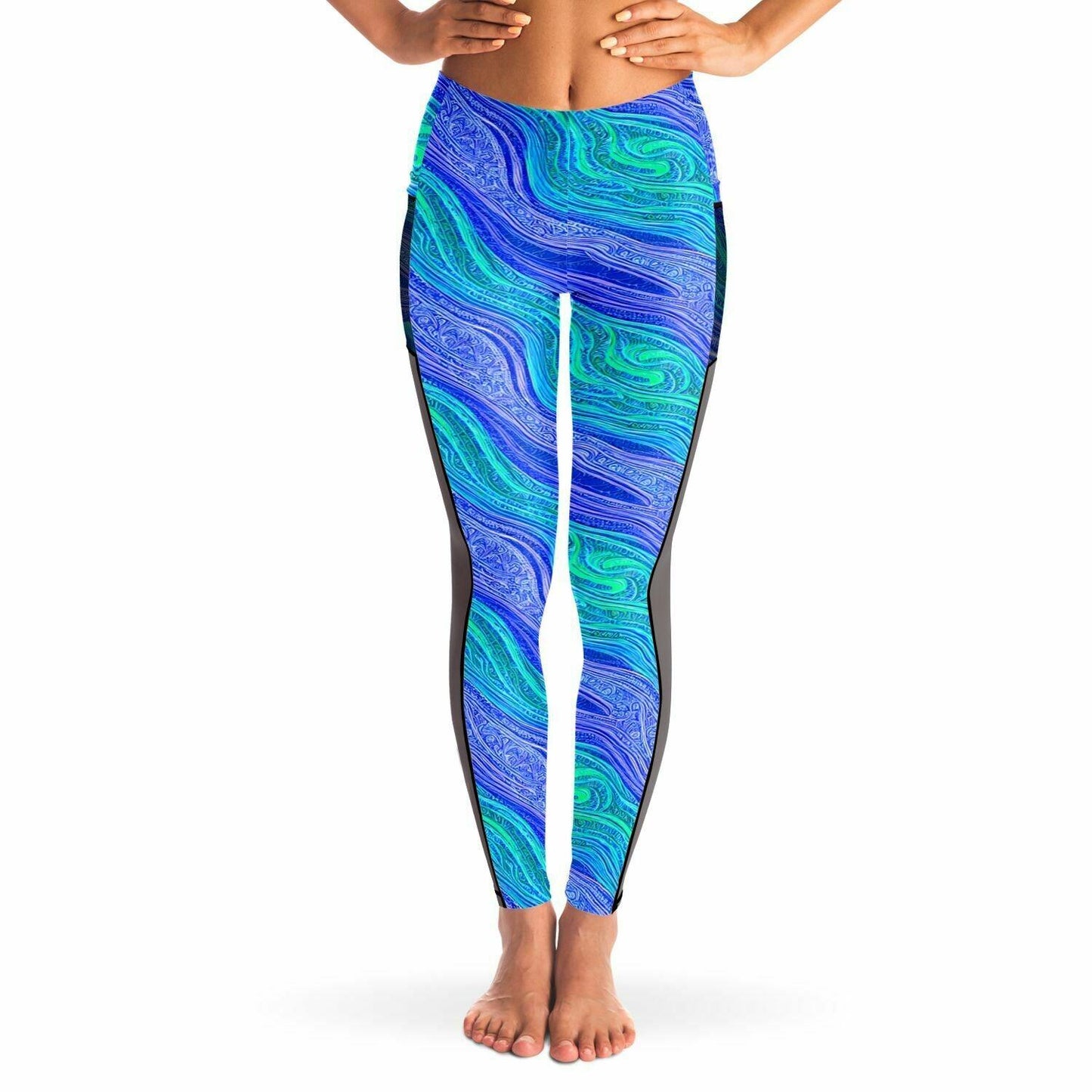 Blue Wave Mesh Pocket Leggings - Purdy Funk