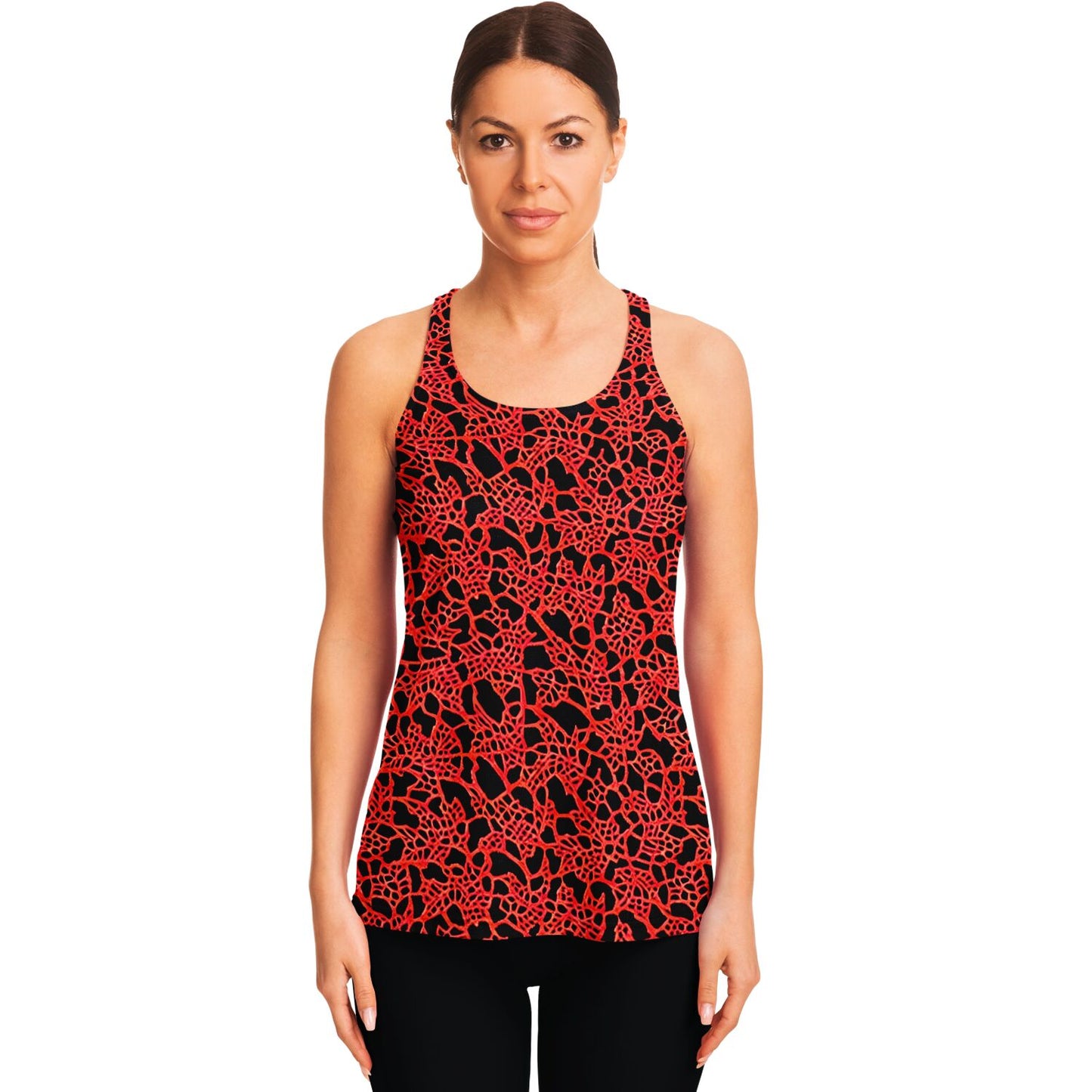 Red and Black Lace Flowy Racerback Tank Top - Purdy Funk