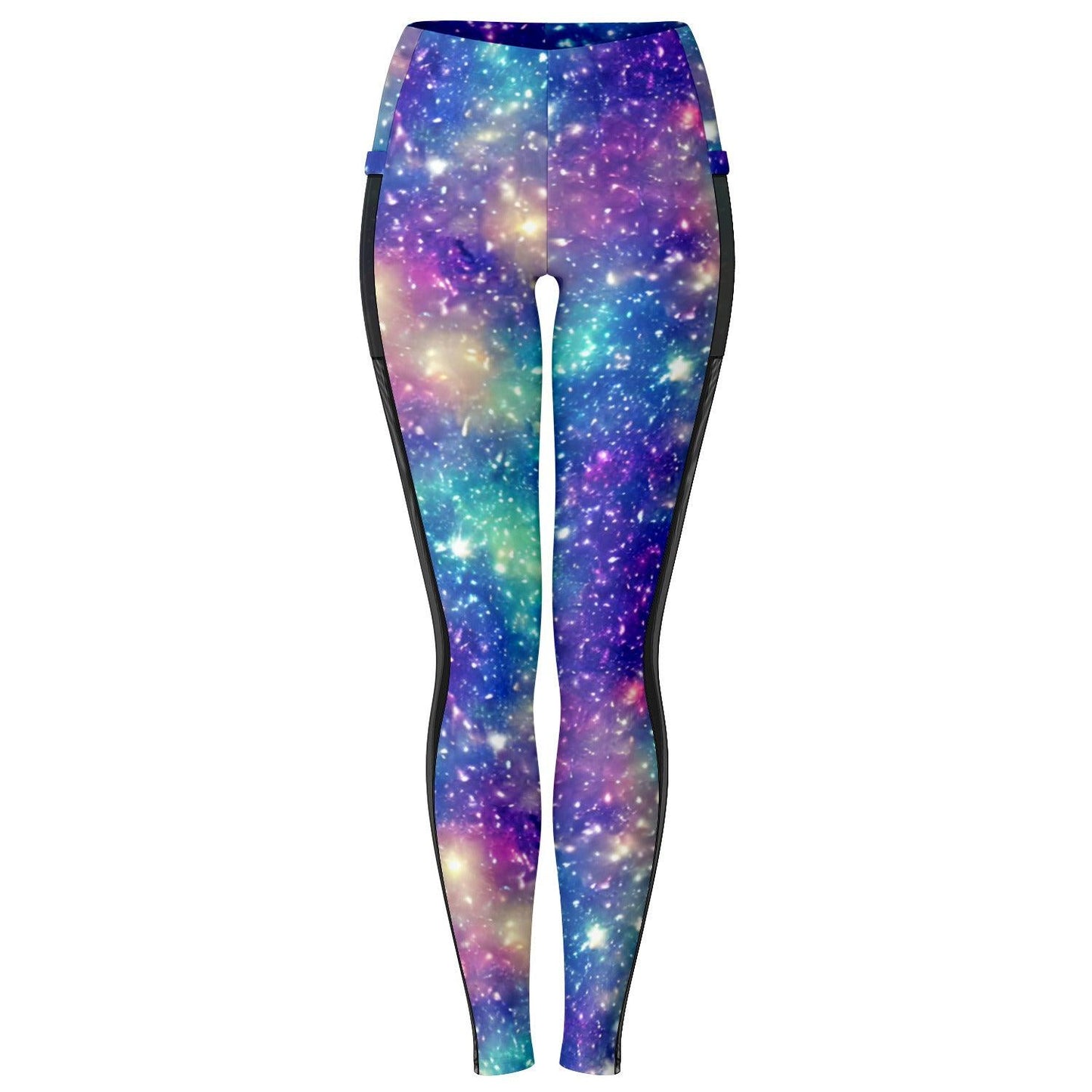 Galaxy inspired Black Mesh Pocket Leggings - Purdy Funk