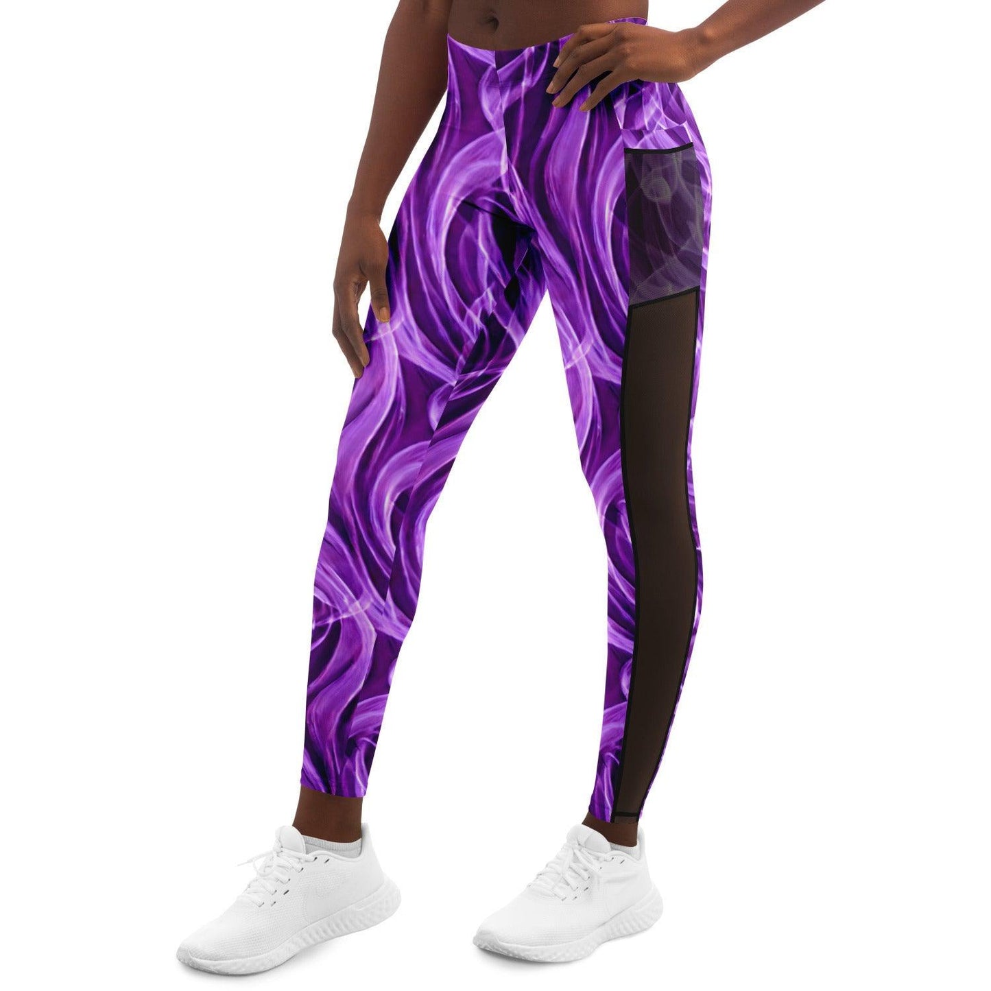 Purple Smoke Mesh Pocket Leggings - Purdy Funk