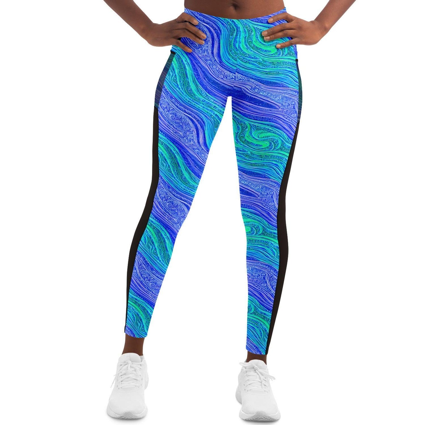 Blue Wave Mesh Pocket Leggings - Purdy Funk