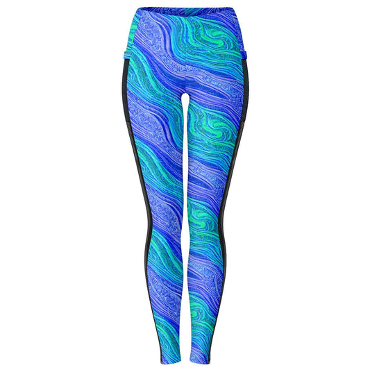 Blue Wave Mesh Pocket Leggings - Purdy Funk