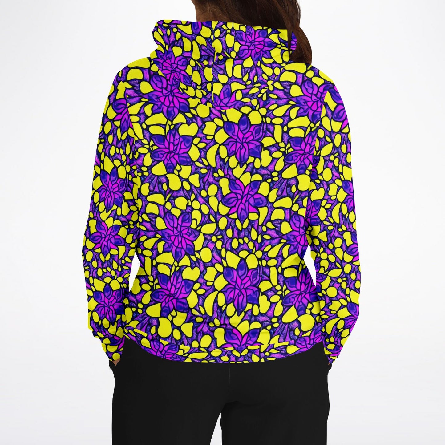 Vibrant Flower Print Athletic Hoodie - Purdy Funk