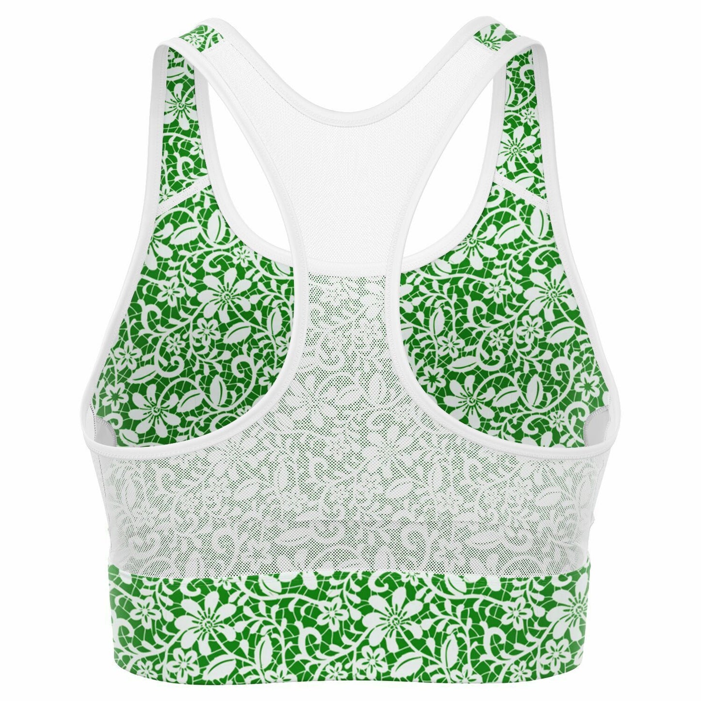 Green Mesh Padded Sports Bra