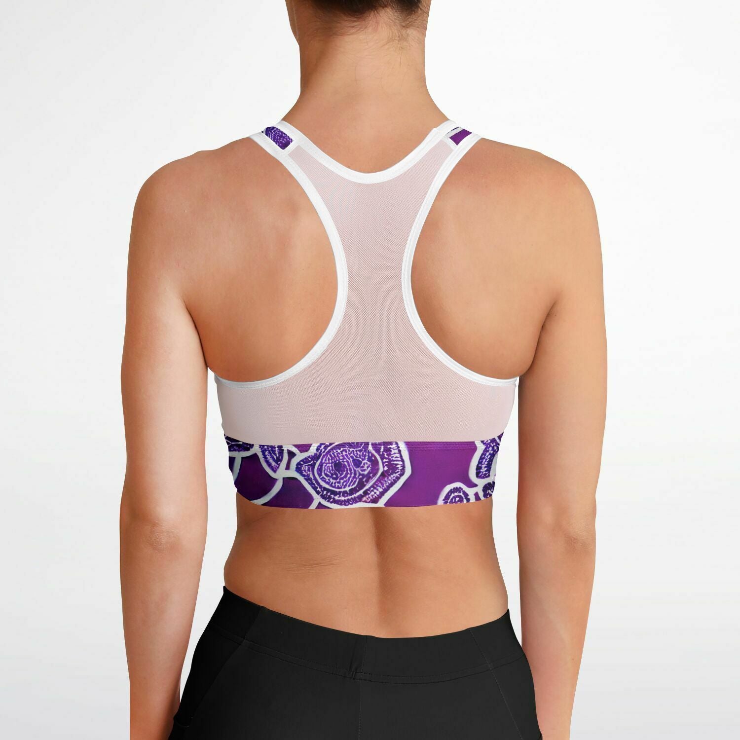 Mesh Padded Sports Bra - AOP - Purdy Funk