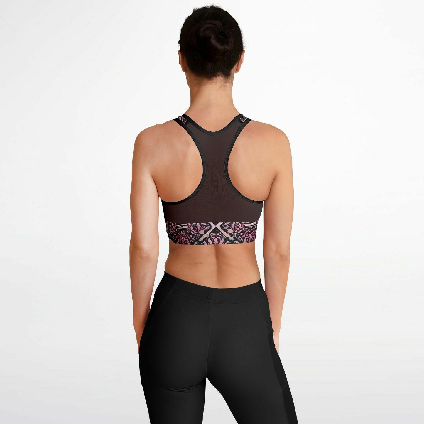 Pink Pattern Mesh Padded Sports Bra - Purdy Funk