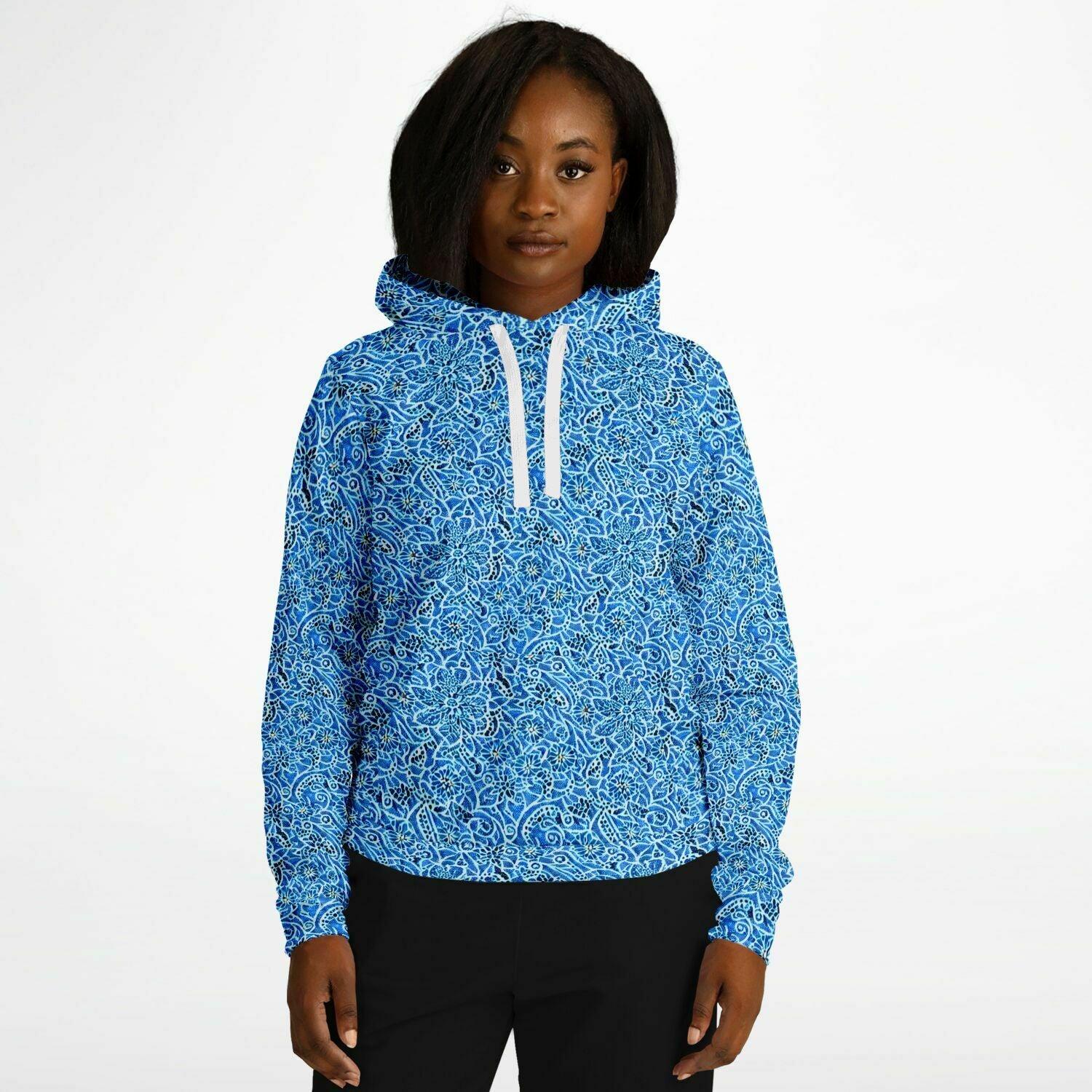 Pretty Blue Paisley Patterned Hoodie - Purdy Funk