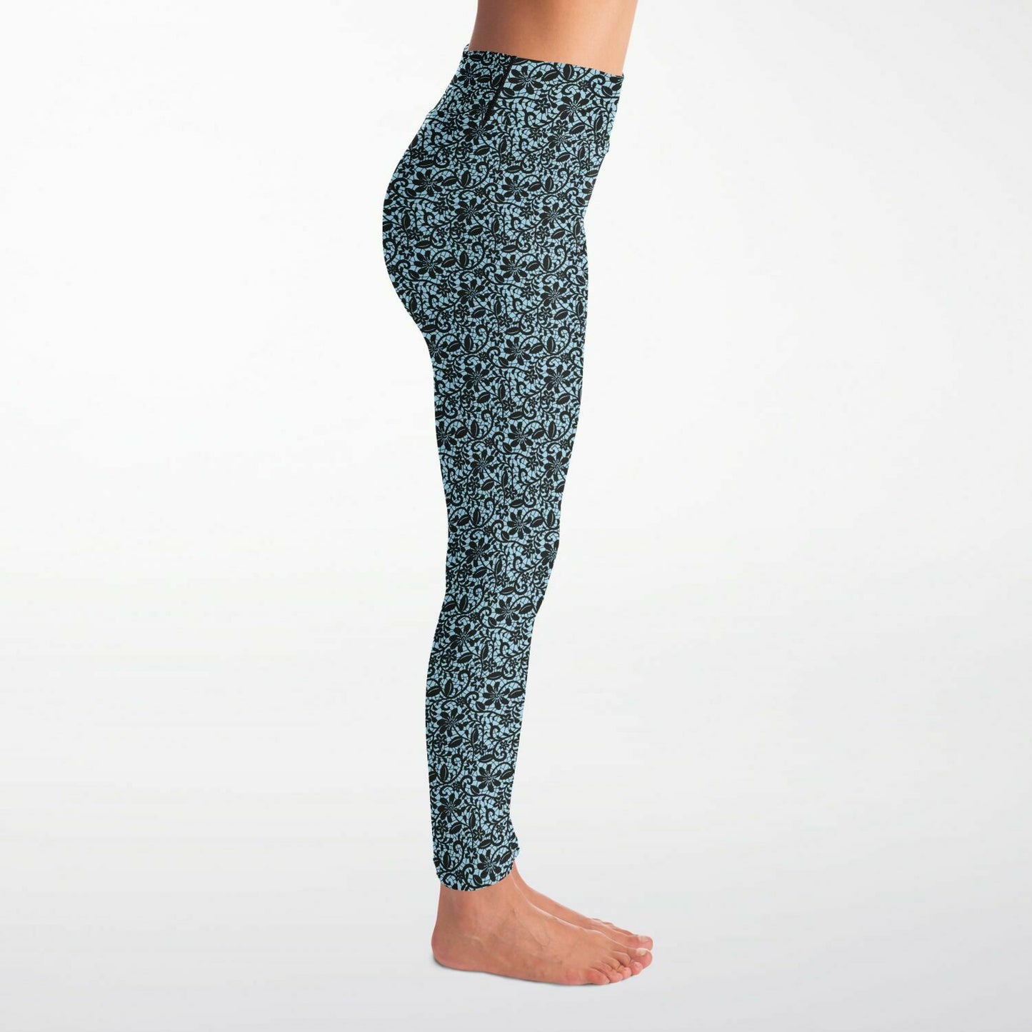 Blue and Black Lace Yoga Leggings