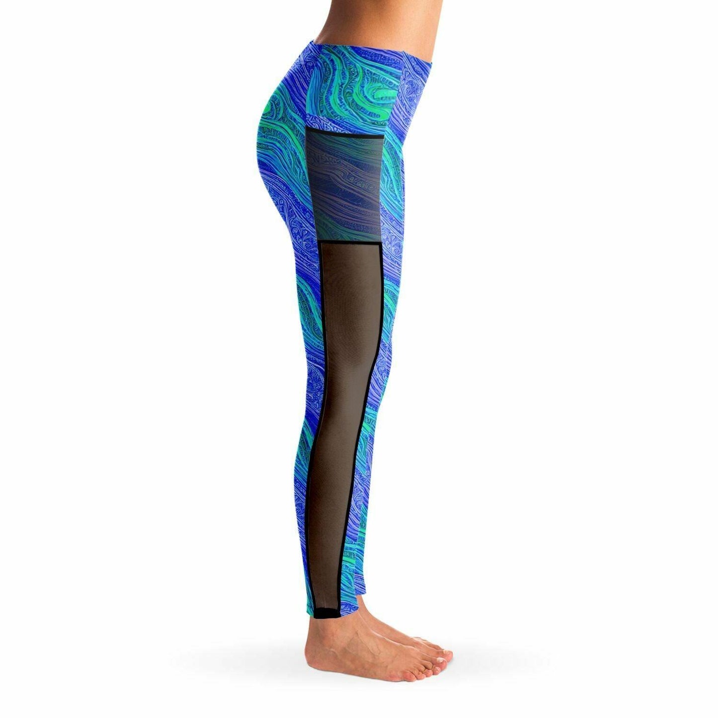 Blue Wave Mesh Pocket Leggings - Purdy Funk