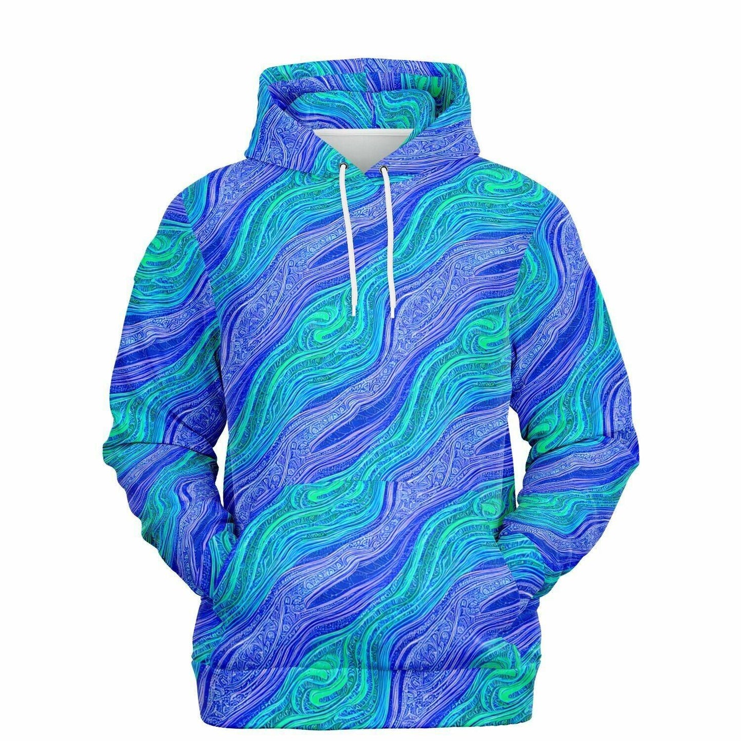 Vibrant Blue Waves Unisex Hoodie – Unique Comfortable Streetwear - Purdy Funk