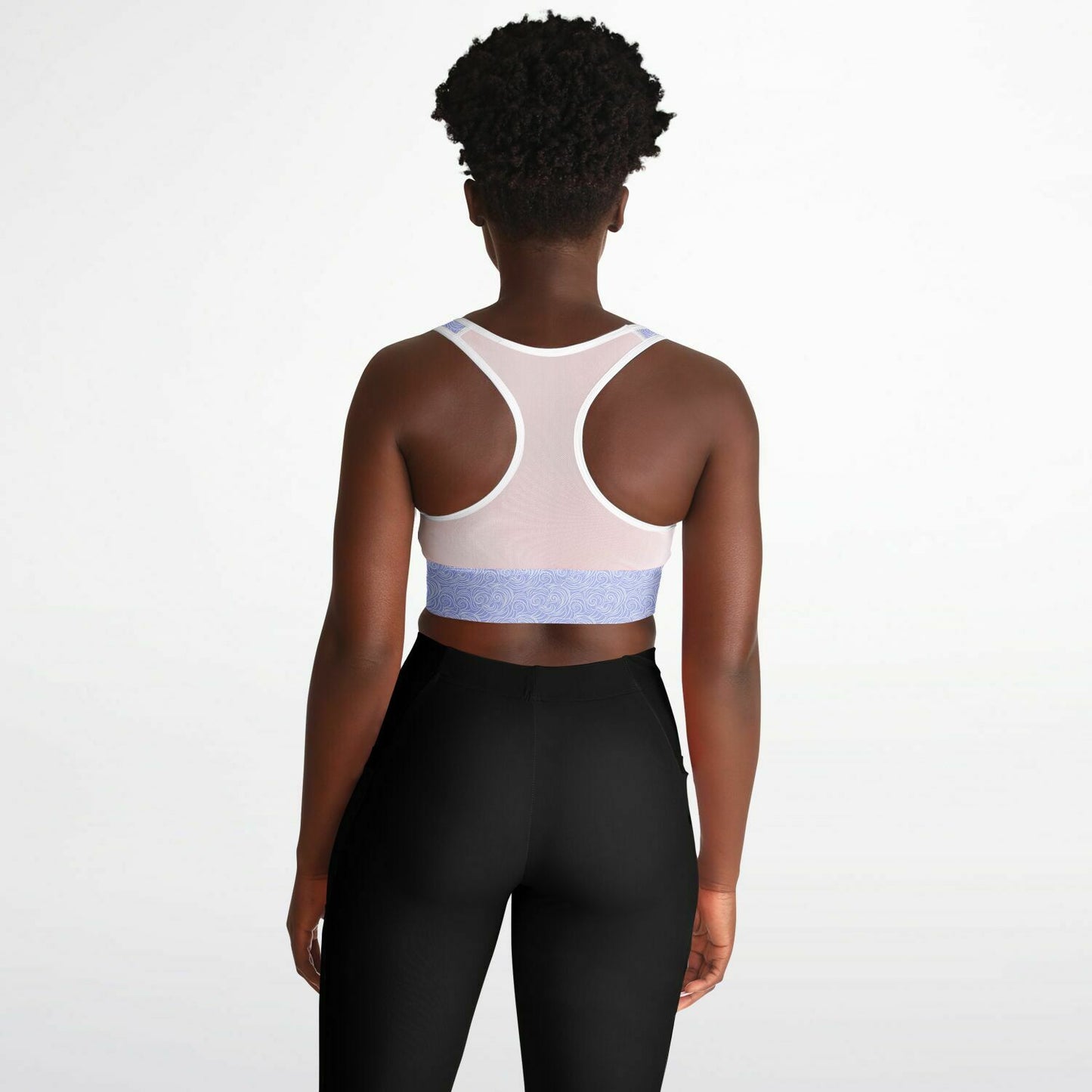 Lilac Patterned Mesh Padded Sports Bra