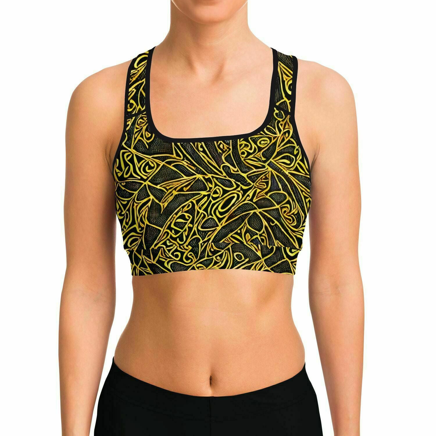 Black and Gold Sports Bra - Purdy Funk