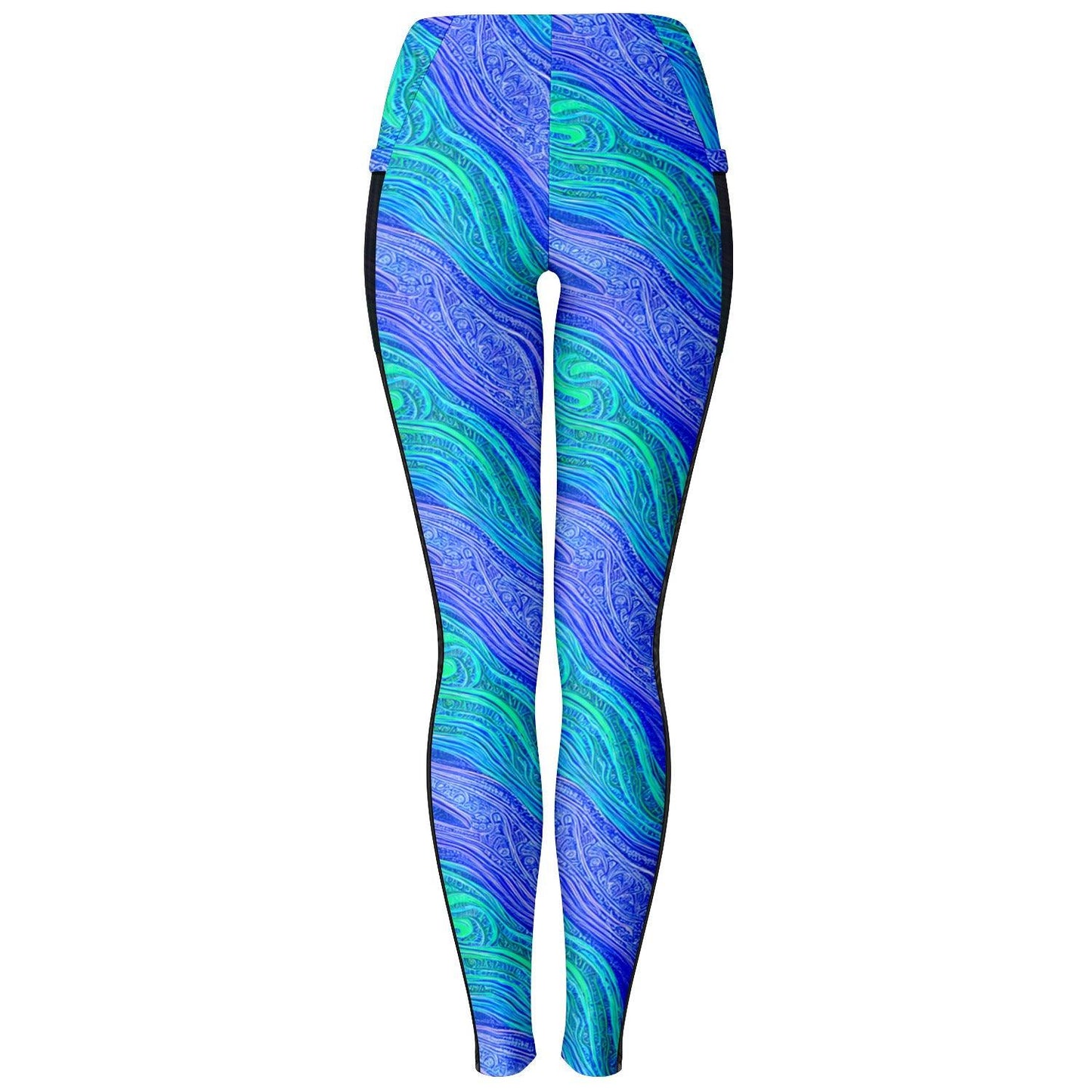 Blue Wave Mesh Pocket Leggings - Purdy Funk