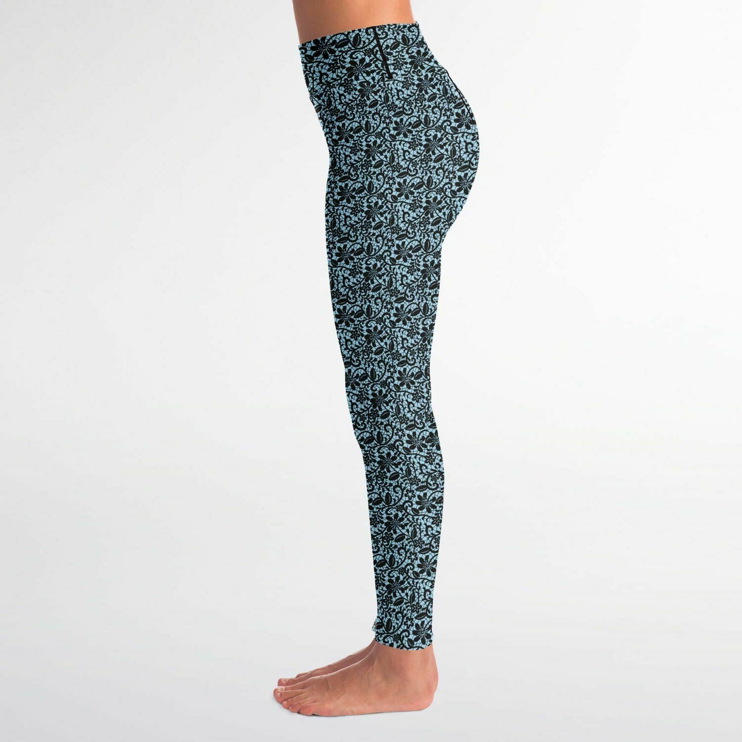 Blue and Black Lace Yoga Leggings