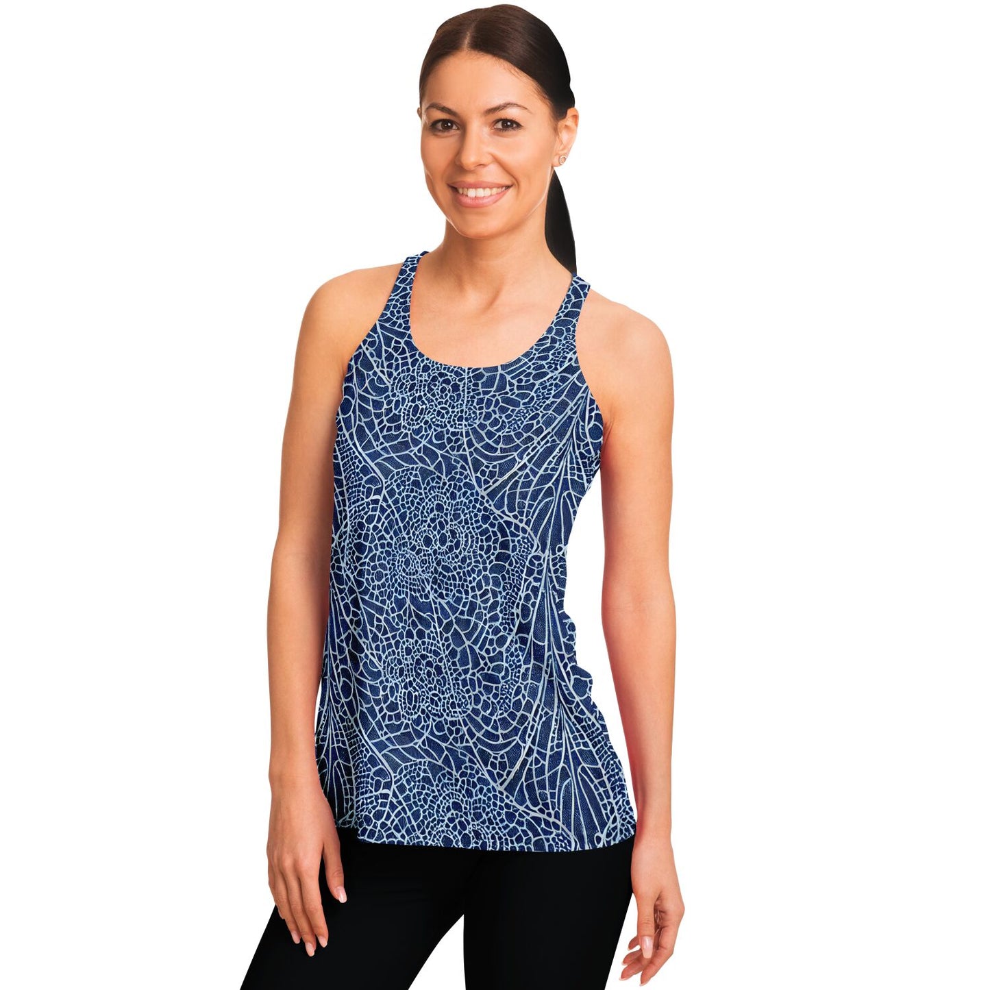 Blue Lace Flowy Racerback Tank Top - Purdy Funk