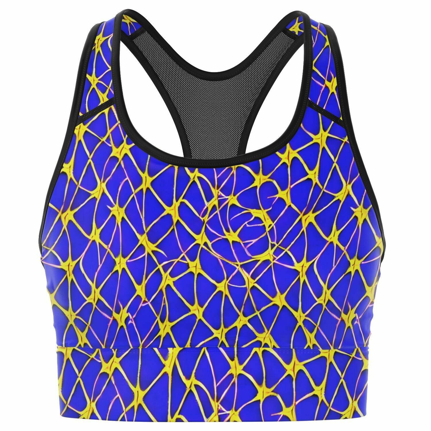 Blue Mesh Padded Sports Bra - Purdy Funk