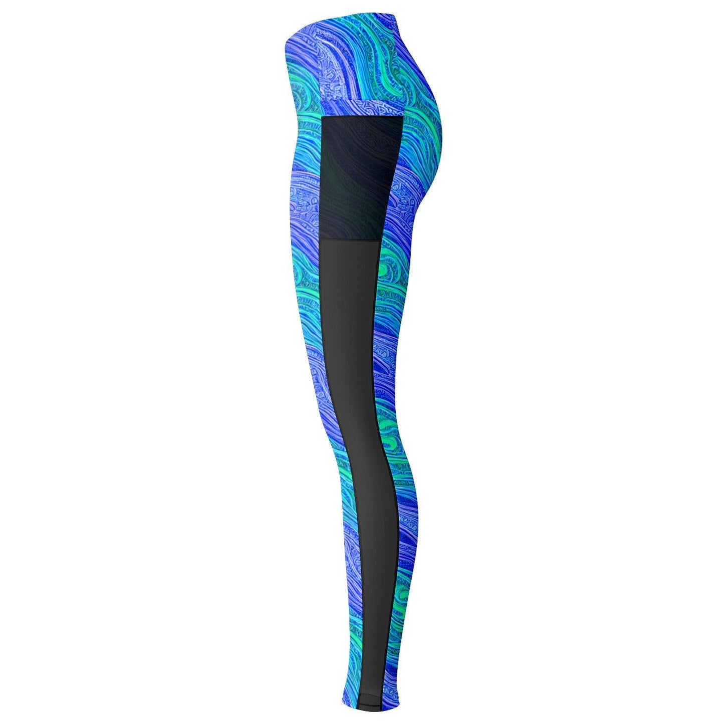 Blue Wave Mesh Pocket Leggings - Purdy Funk