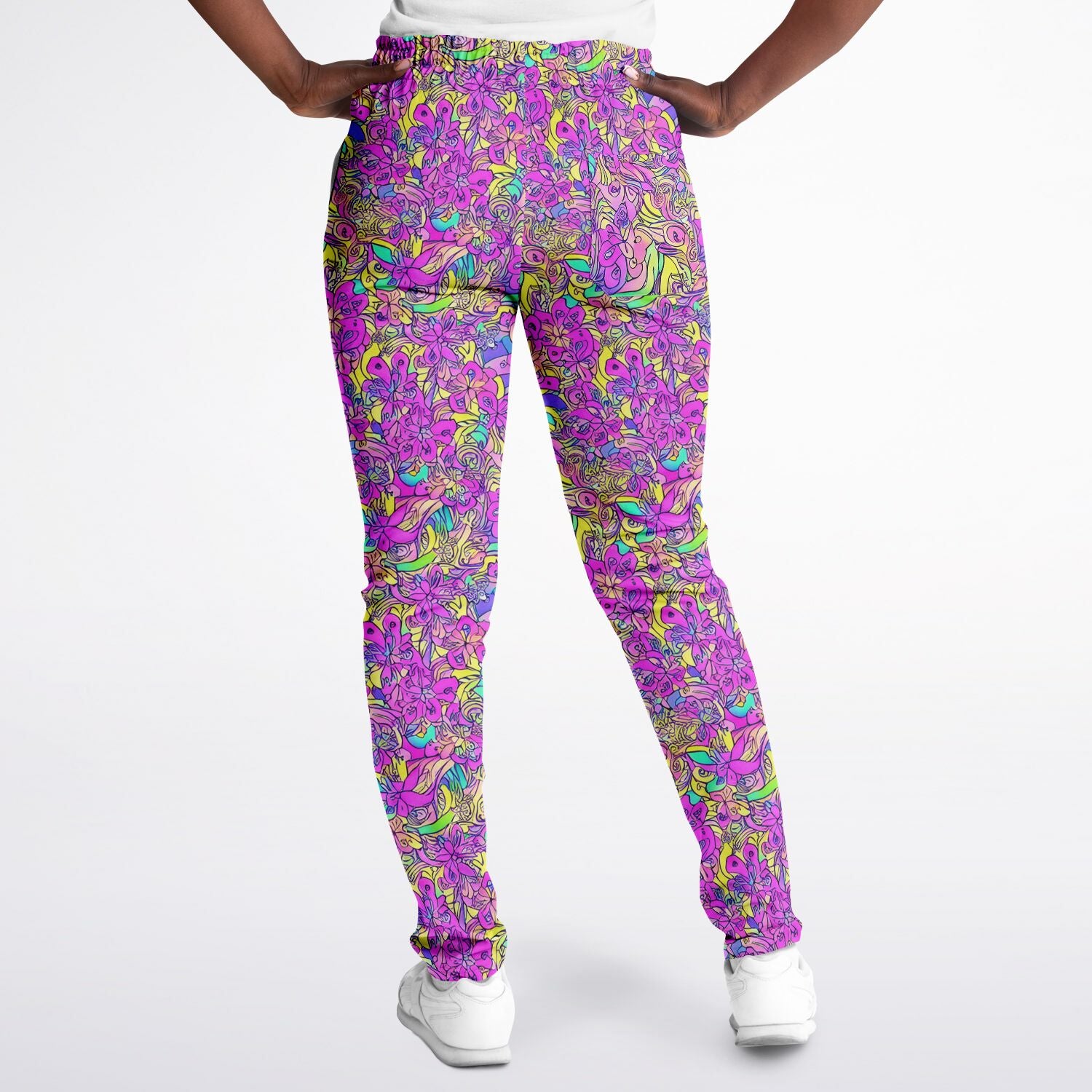 Pink Flower Pattern Track Pants - Purdy Funk