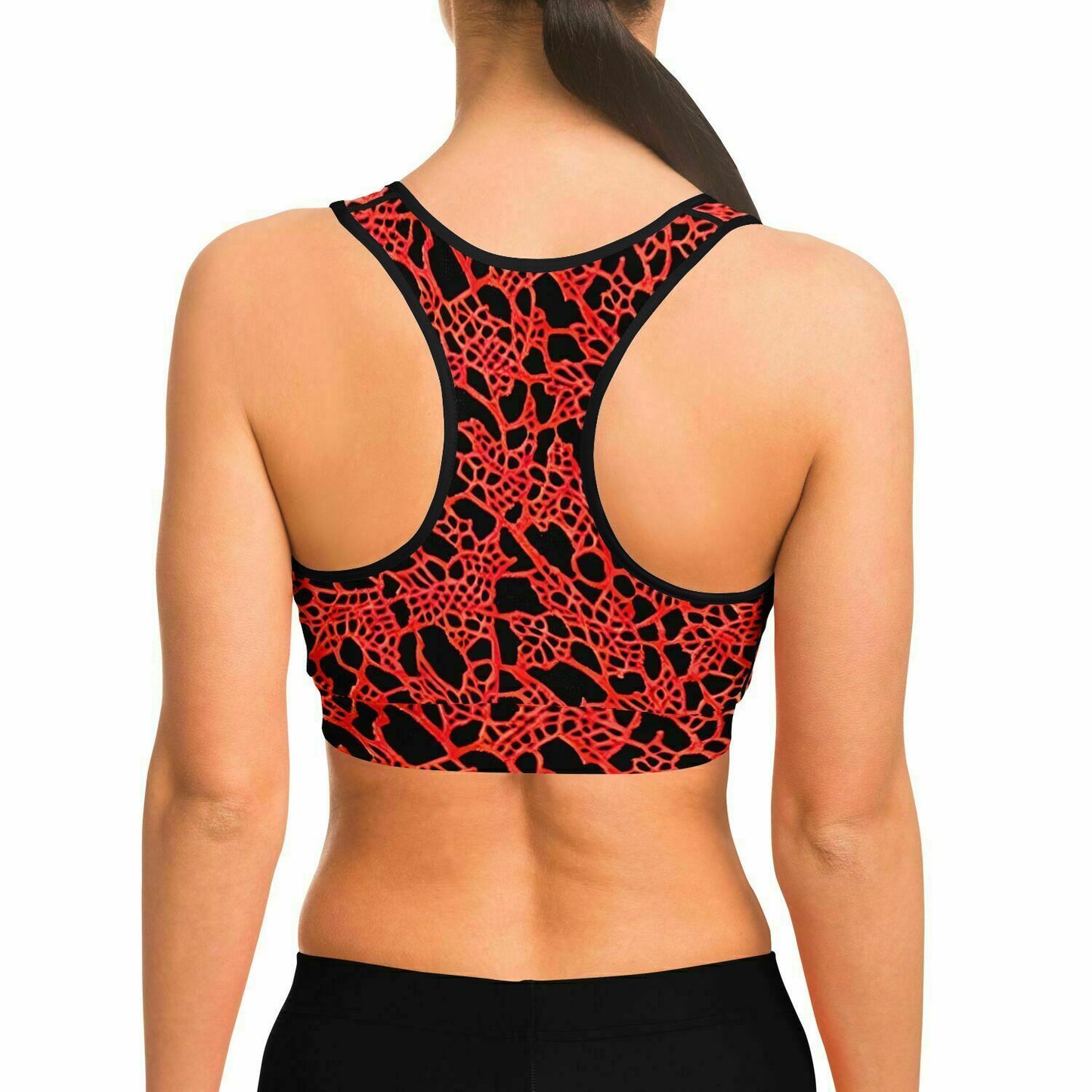 Red and Black Lace Sports Bra - Purdy Funk