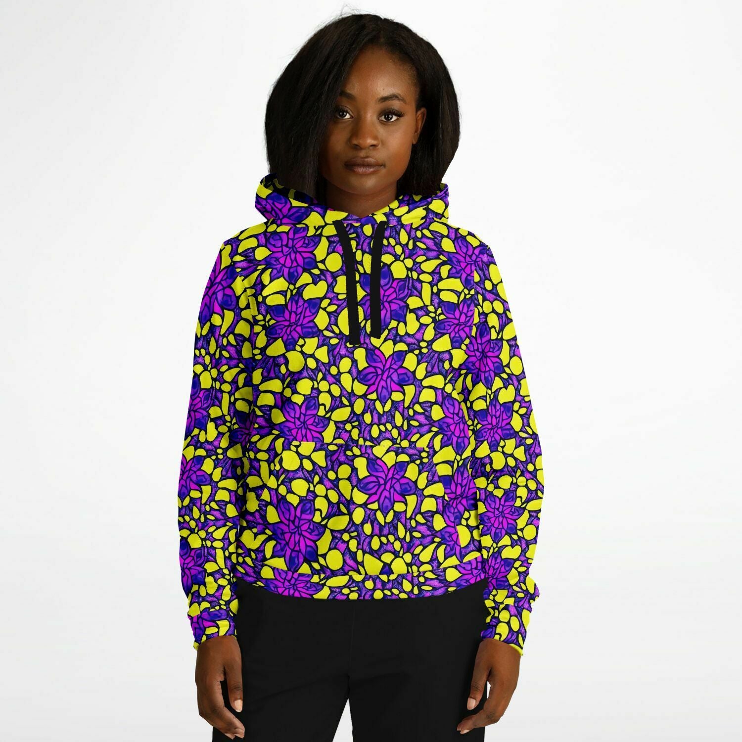 Vibrant Flower Print Athletic Hoodie - Purdy Funk