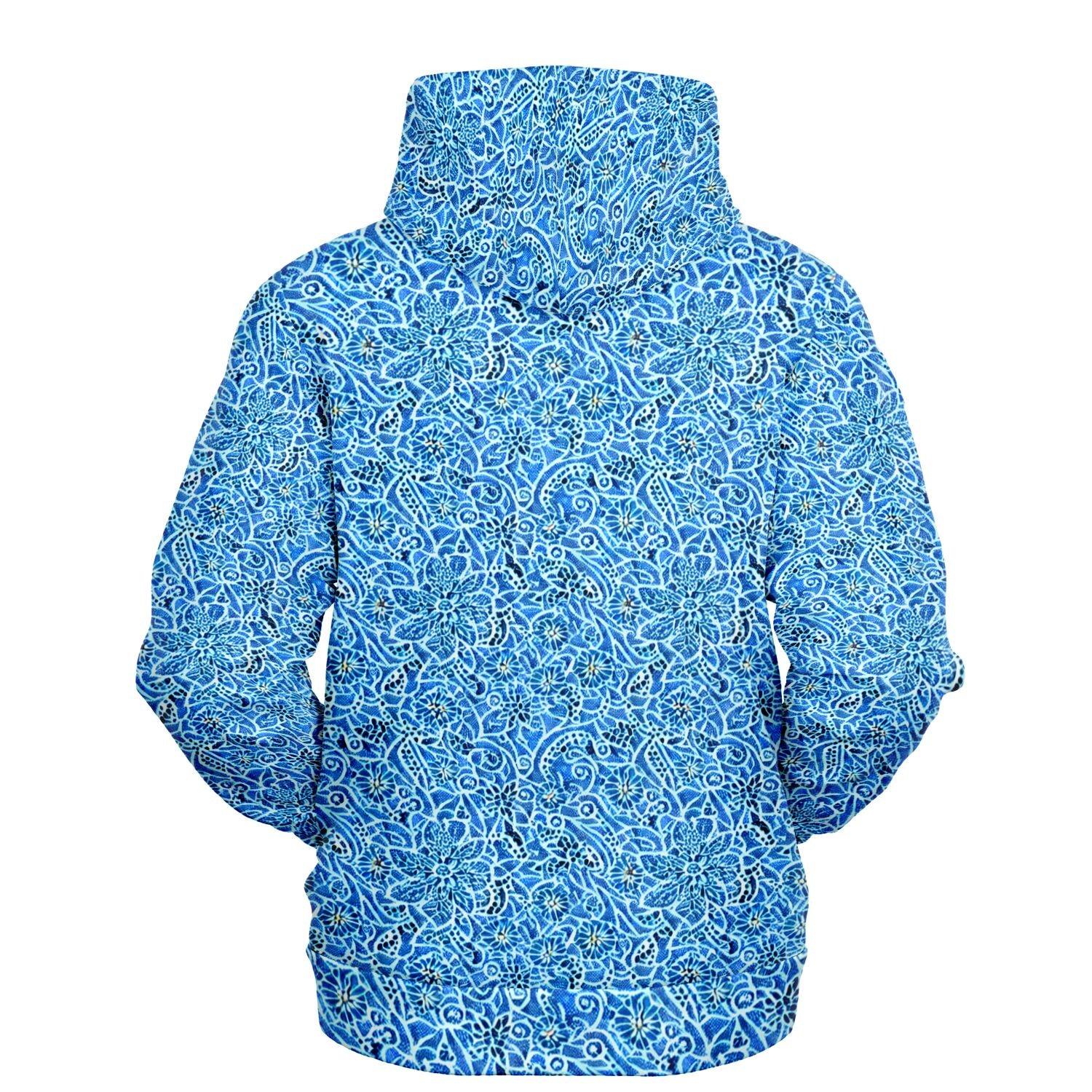 Pretty Blue Paisley Patterned Hoodie - Purdy Funk