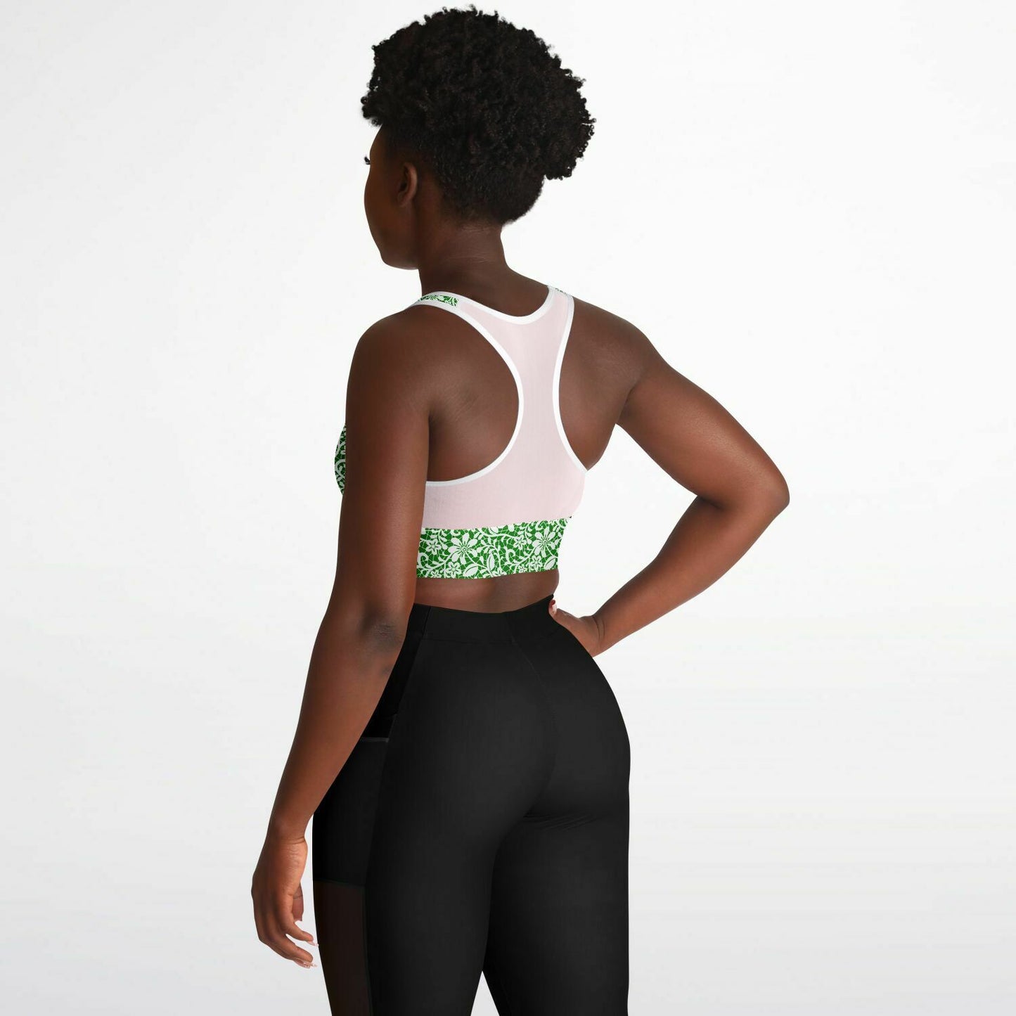 Green Mesh Padded Sports Bra