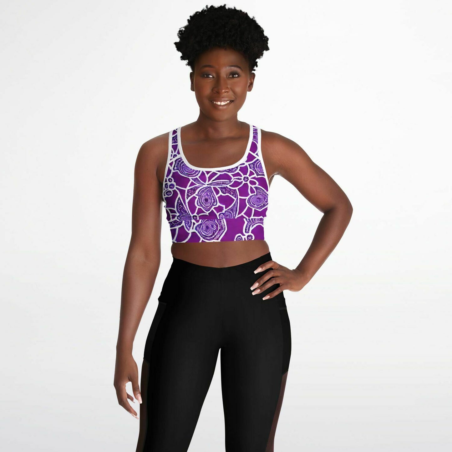 Mesh Padded Sports Bra - AOP - Purdy Funk