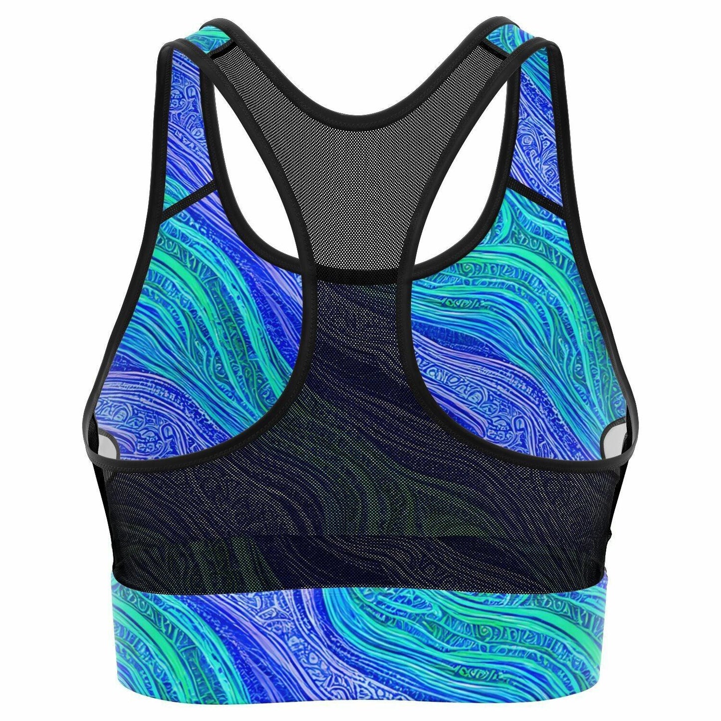 Blue Wave Mesh Padded Sports Bra - Purdy Funk