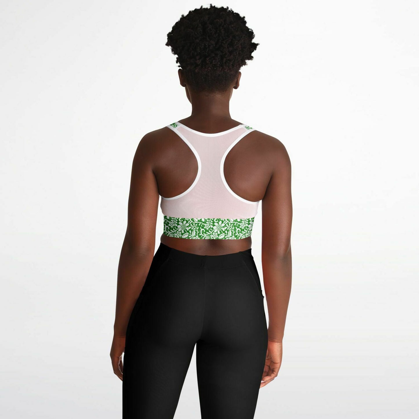 Green Mesh Padded Sports Bra