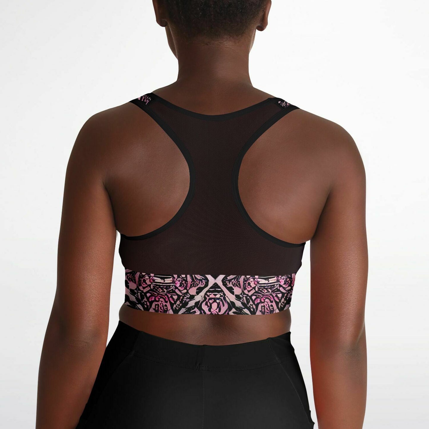 Pink Pattern Mesh Padded Sports Bra - Purdy Funk