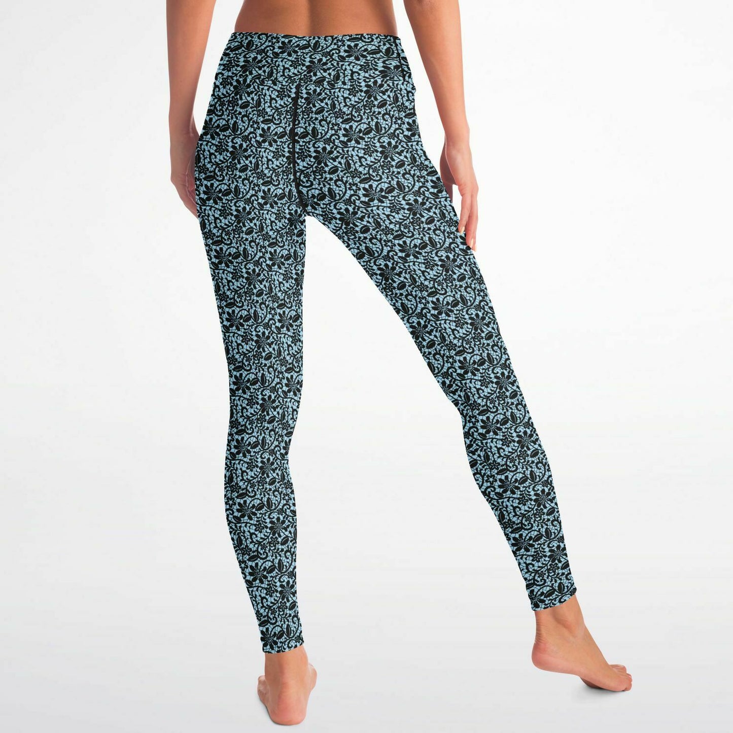 Blue and Black Lace Yoga Leggings