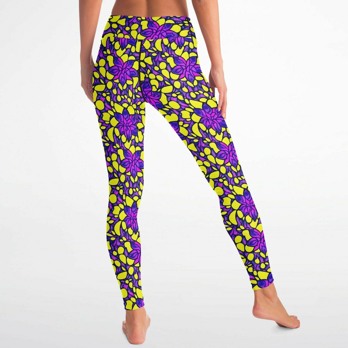 Vibrant Flower Print Yoga Leggings - Purdy Funk