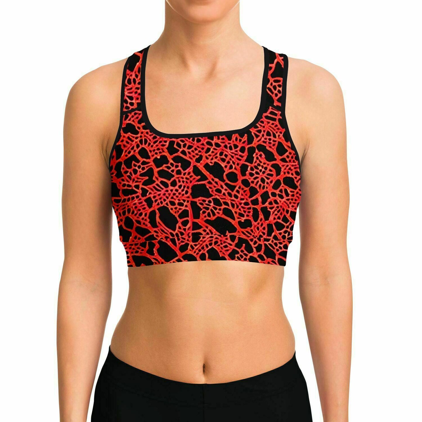 Red and Black Lace Sports Bra - Purdy Funk