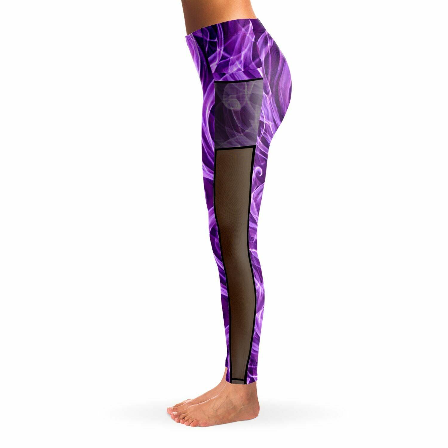 Purple Smoke Mesh Pocket Leggings - Purdy Funk