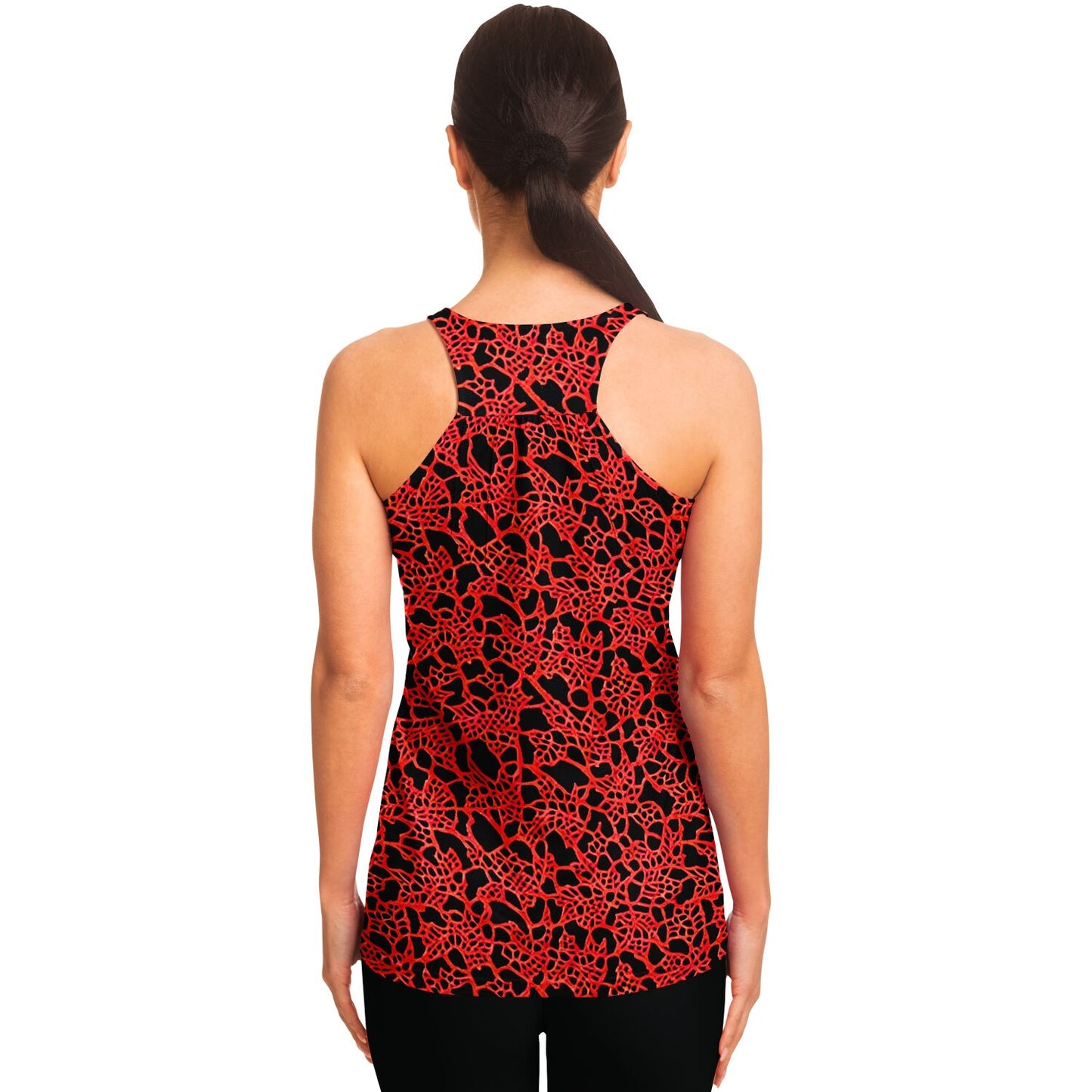 Red and Black Lace Flowy Racerback Tank Top - Purdy Funk