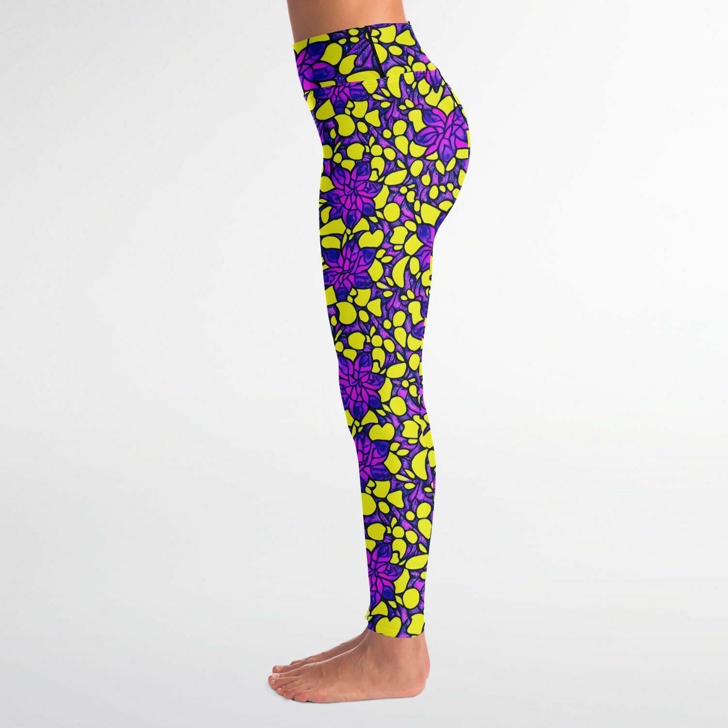 Vibrant Flower Print Yoga Leggings - Purdy Funk