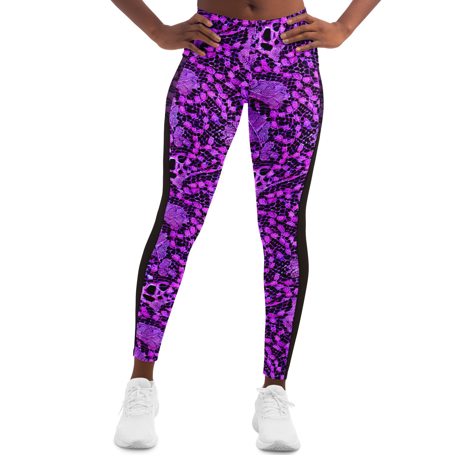 Black and Purple Lace Mesh Pocket Leggings - Purdy Funk