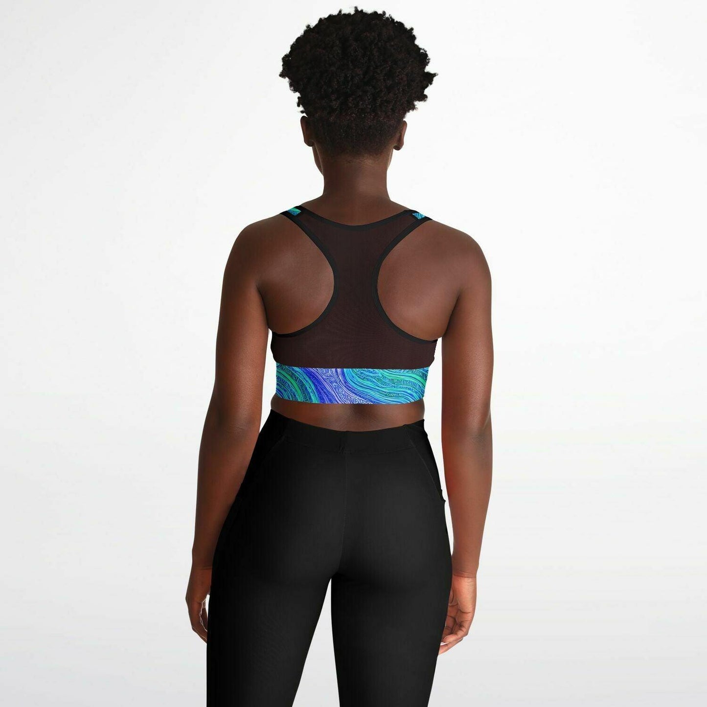 Blue Wave Mesh Padded Sports Bra - Purdy Funk