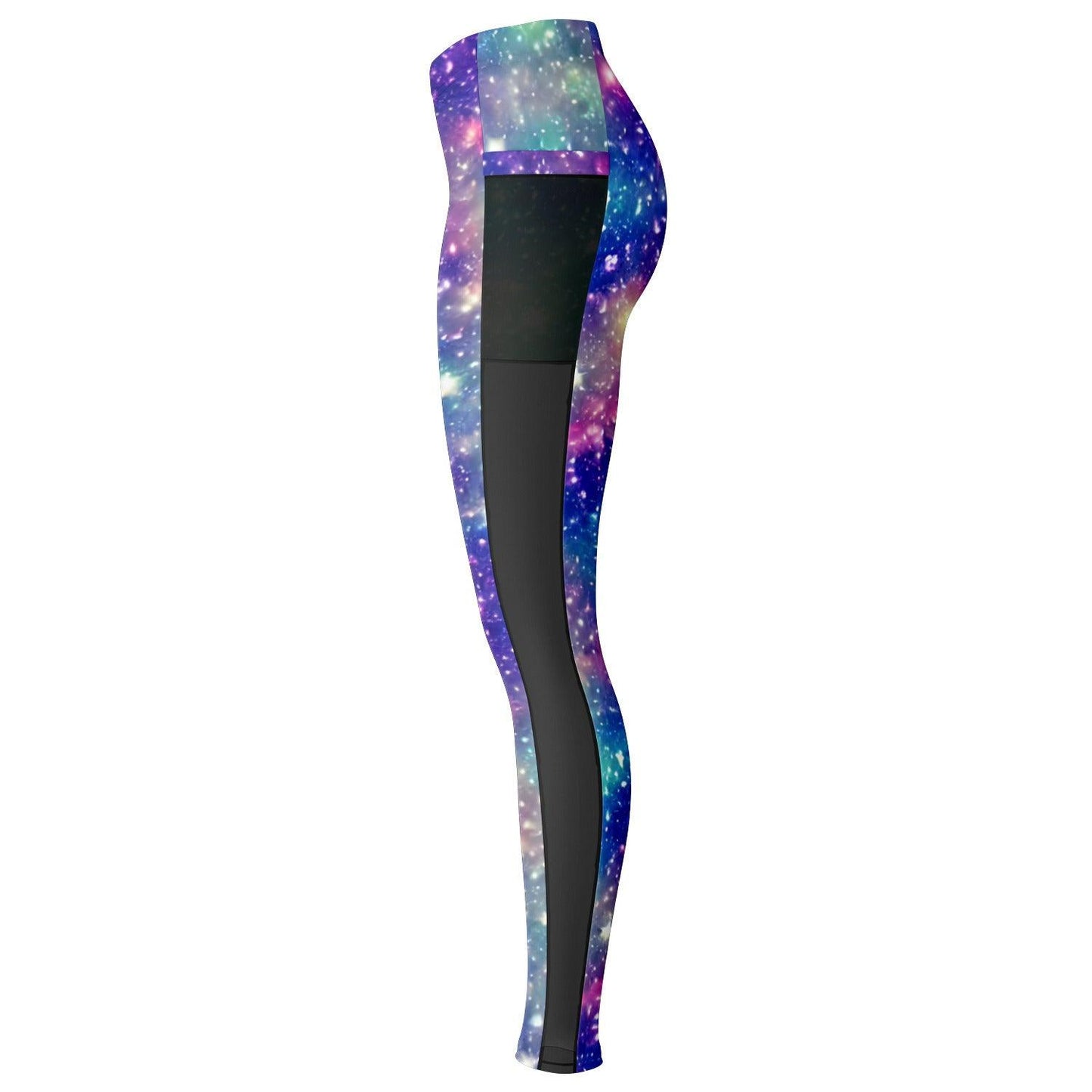 Galaxy inspired Black Mesh Pocket Leggings - Purdy Funk